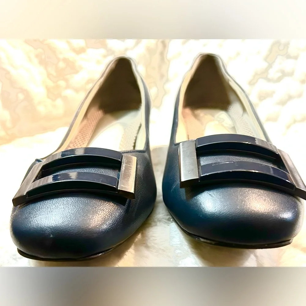 Easy Spirit Esobara Leather Navy blue block chunky low heel women’s size 8.5M - Picture 6 of 12